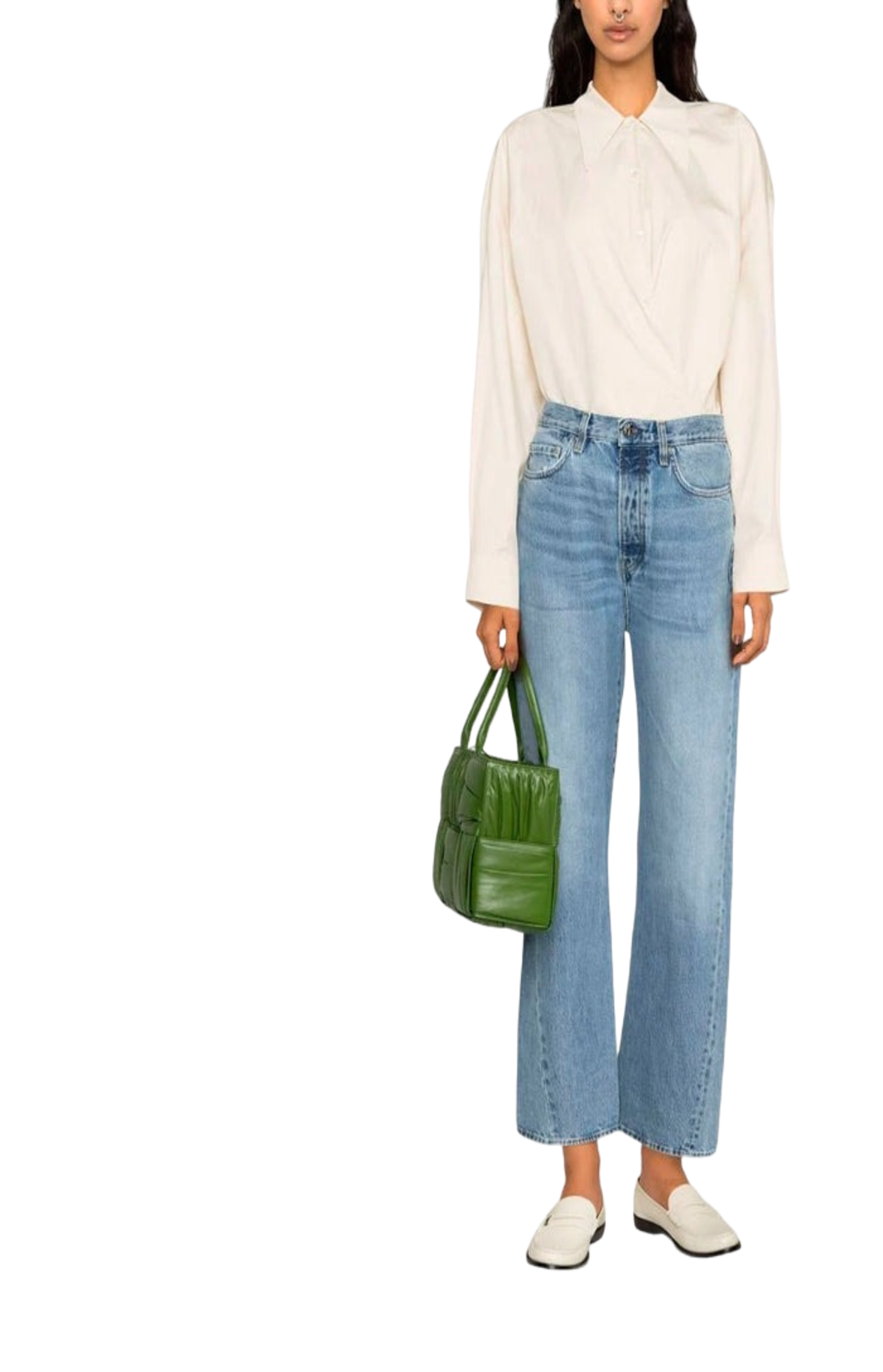 Cargar imagen en el visor de la galería, Twisted seam denim full length in worn blue