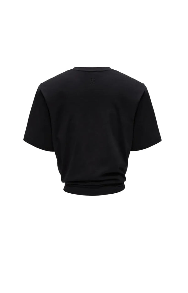 Load image into Gallery viewer, Knotted ribbed t-shirt in black