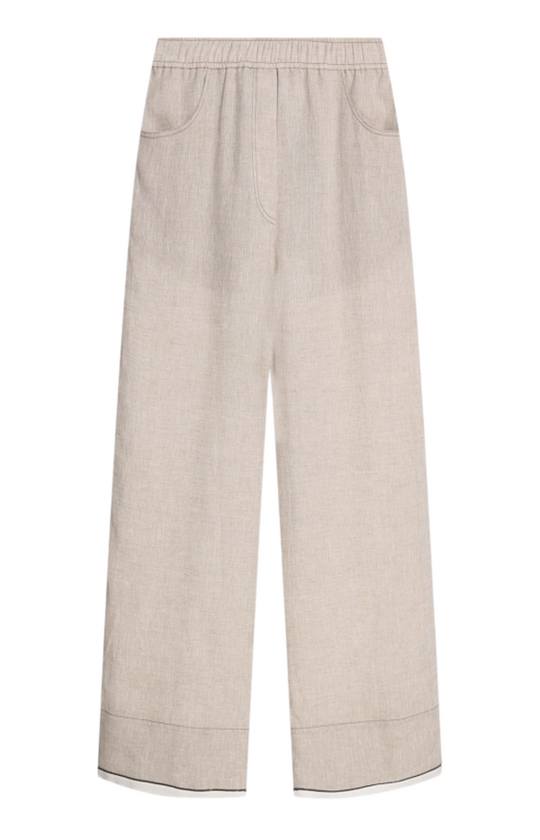 Load image into Gallery viewer, Brunello Cucinelli Linen Baggy Cropped Trousers With Shiny Cuffs