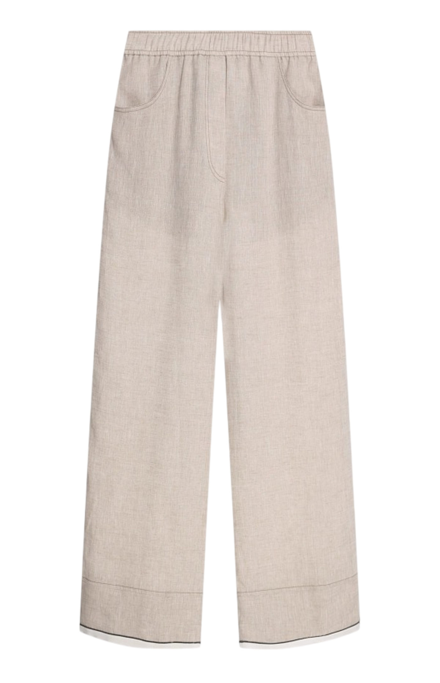 Cargar imagen en el visor de la galería, Brunello Cucinelli Linen Baggy Cropped Trousers With Shiny Cuffs