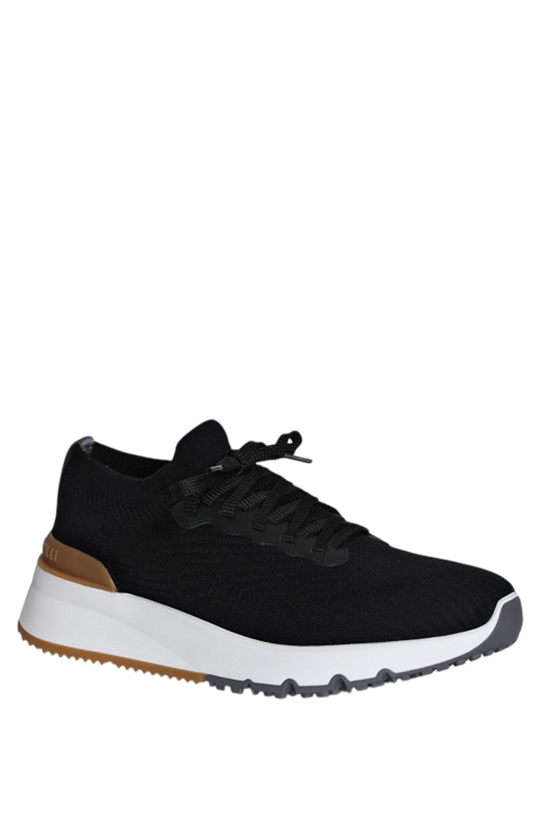 Load image into Gallery viewer, Runners in cotton knit and semi-glossy calf leather