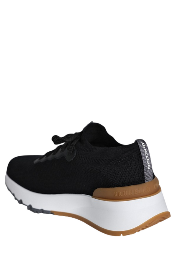 Load image into Gallery viewer, Runners in cotton knit and semi-glossy calf leather