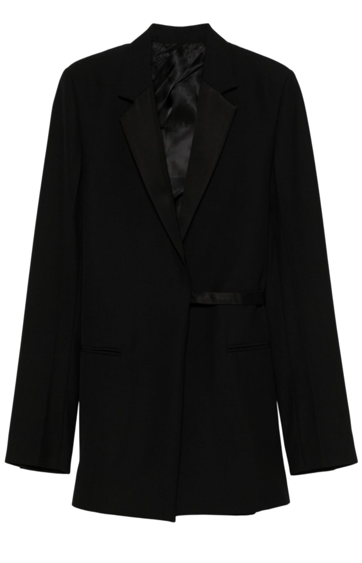 Cargar imagen en el visor de la galería, Satin Lapel Wrap Blazer Black