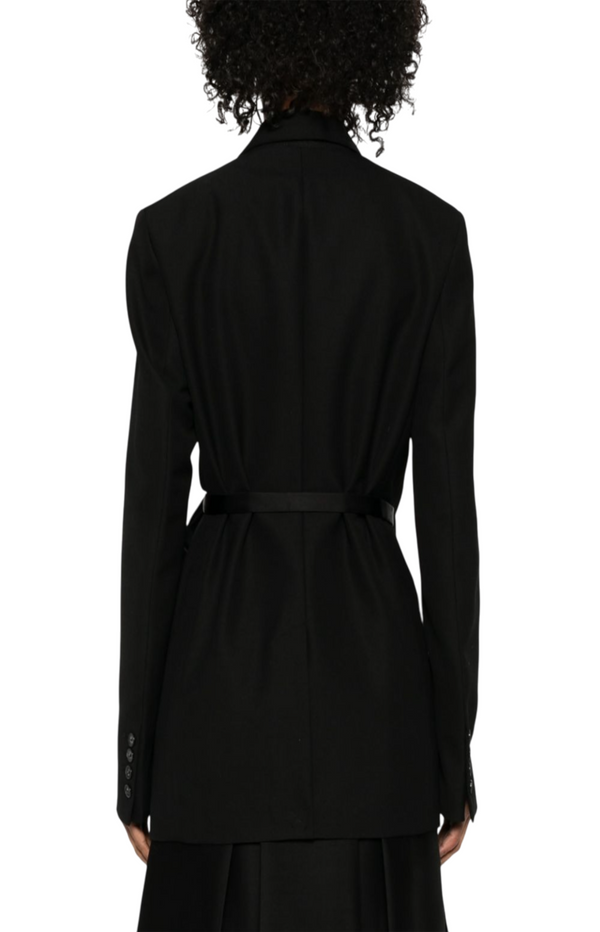 Load image into Gallery viewer, Satin Lapel Wrap Blazer Black
