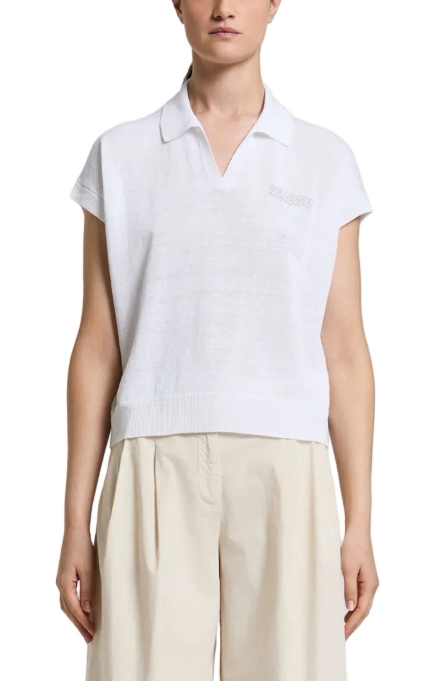 Cargar imagen en el visor de la galería, Cotton linen polo-style sweater