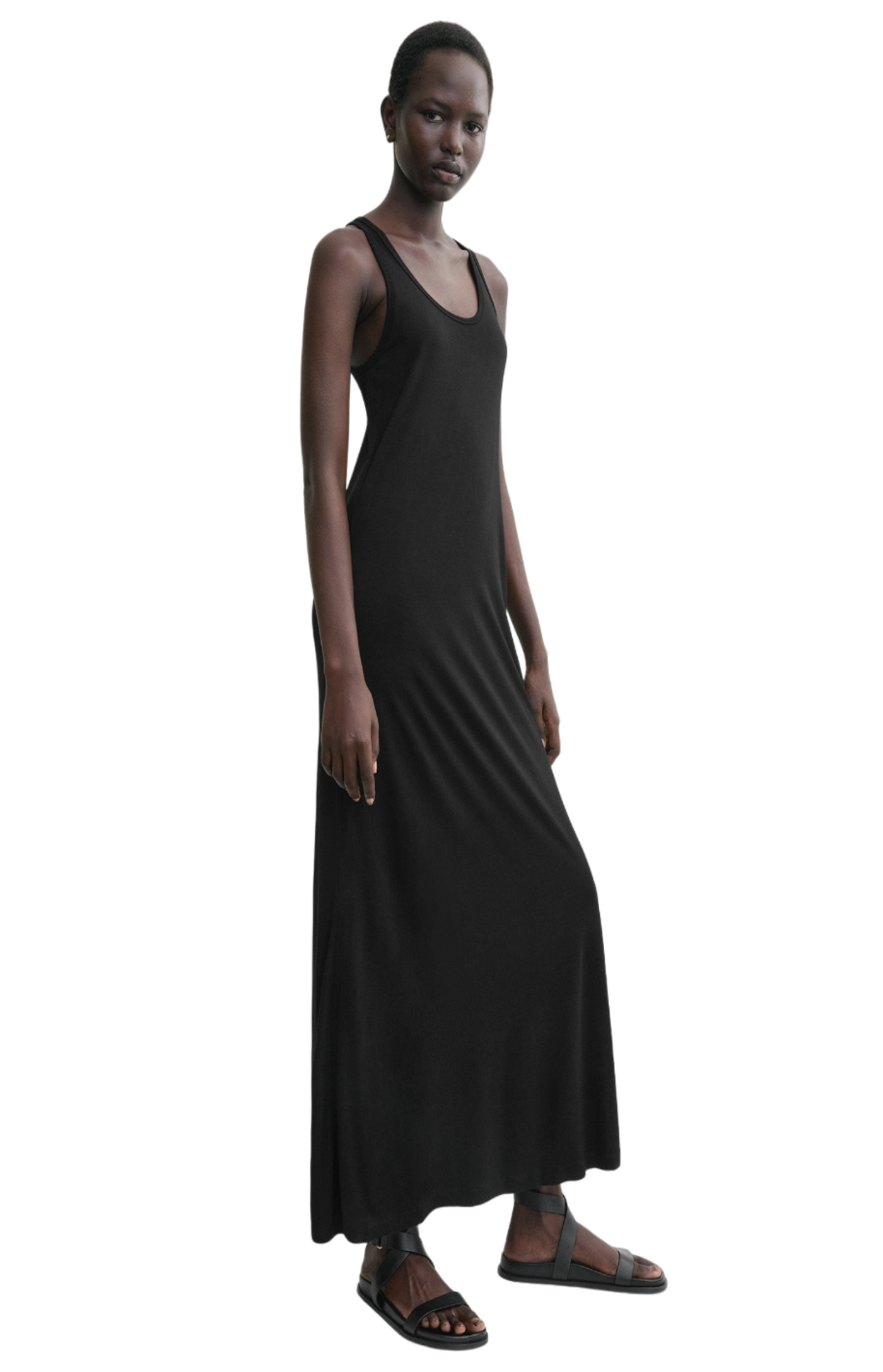 Cargar imagen en el visor de la galería, Scoop-neck jersey dress black