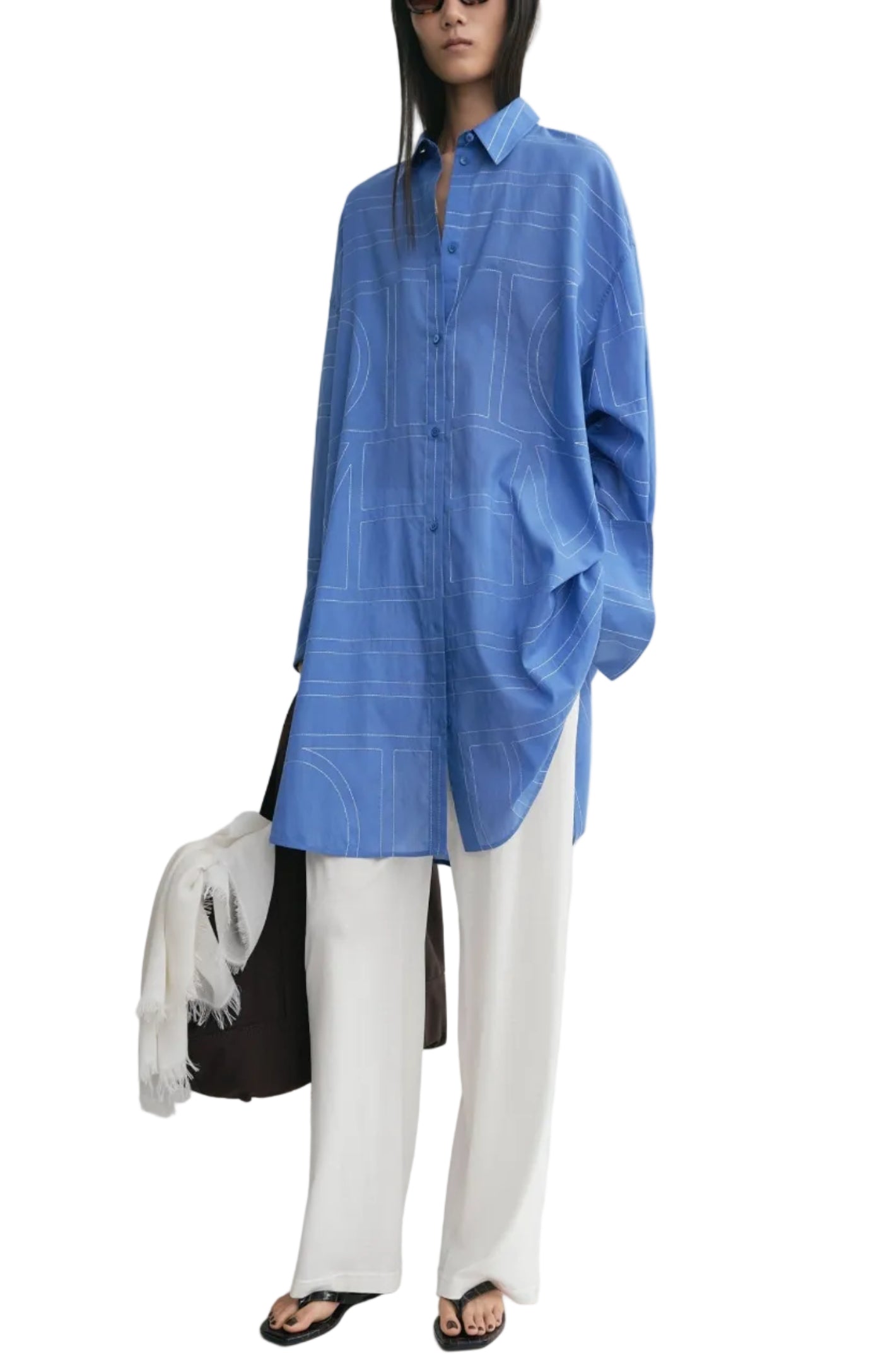 Load image into Gallery viewer, Long summer shirt cobalt