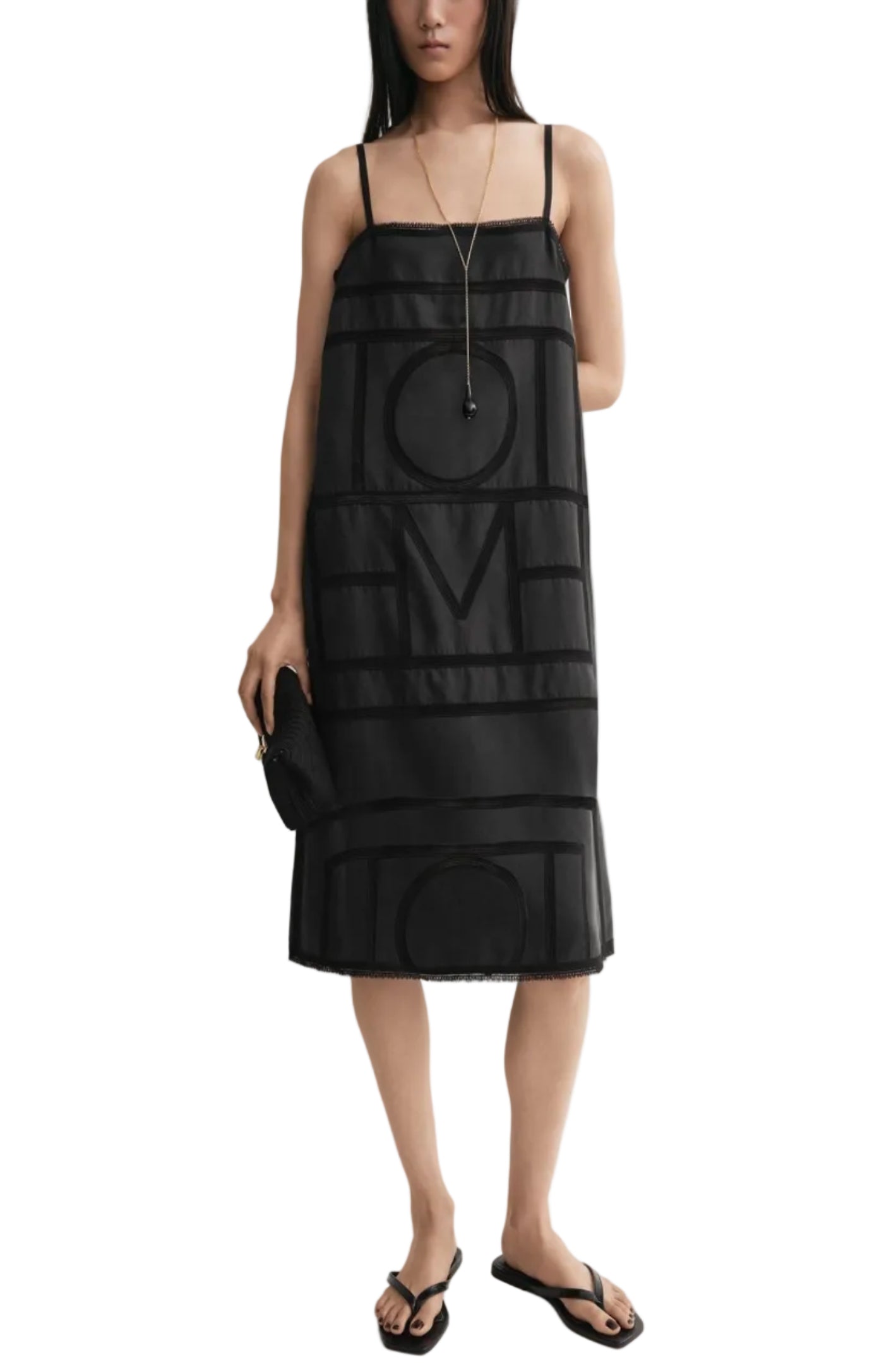 Load image into Gallery viewer, Monogram silk dress washed black