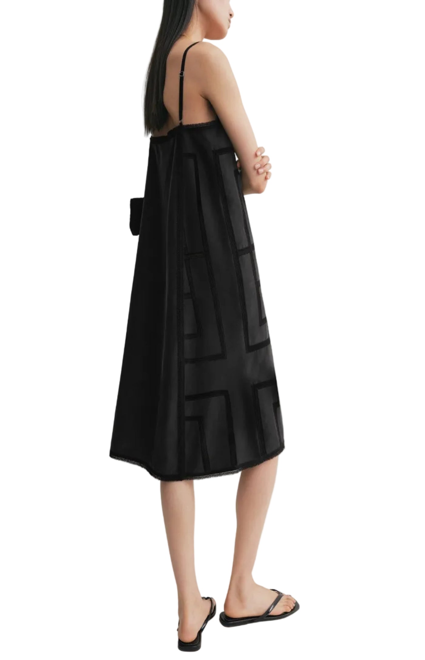 Load image into Gallery viewer, Monogram silk dress washed black