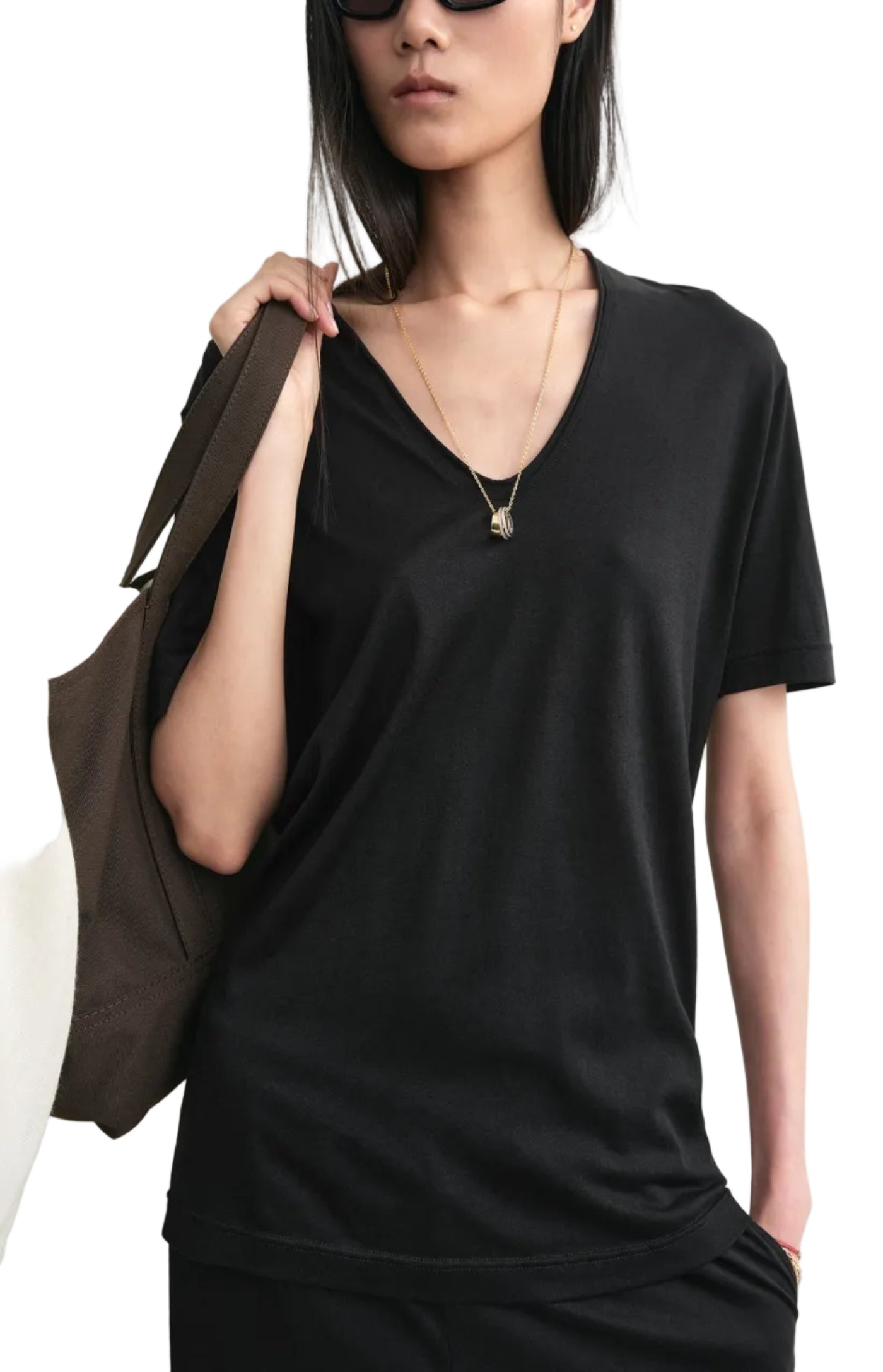 Cargar imagen en el visor de la galería, Cotton silk tee black