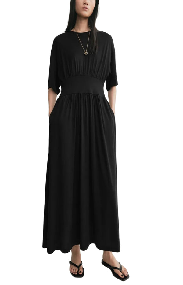 Load image into Gallery viewer, Cotton silk tee dress black