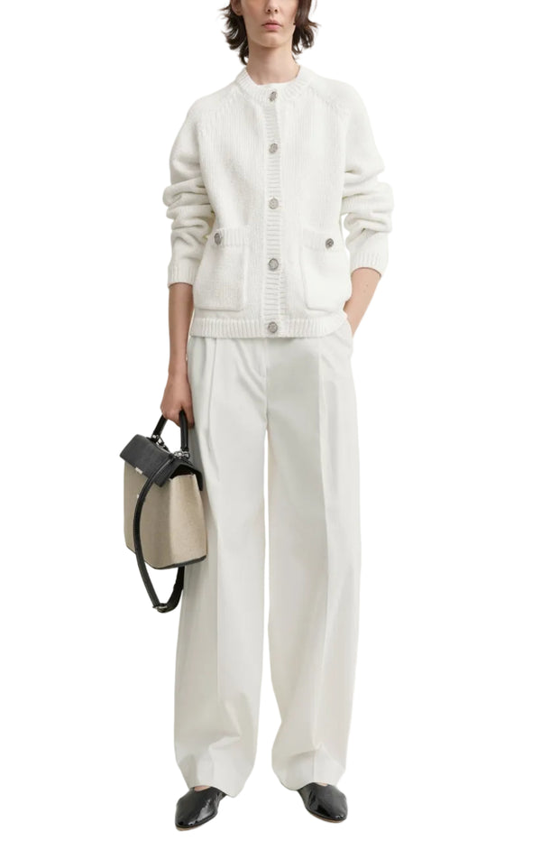 Load image into Gallery viewer, Hammered button cotton cardigan white