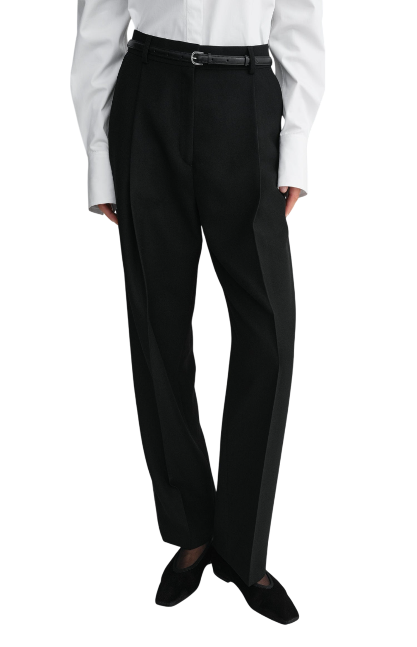 Cargar imagen en el visor de la galería, Pleated Straight Trousers Black