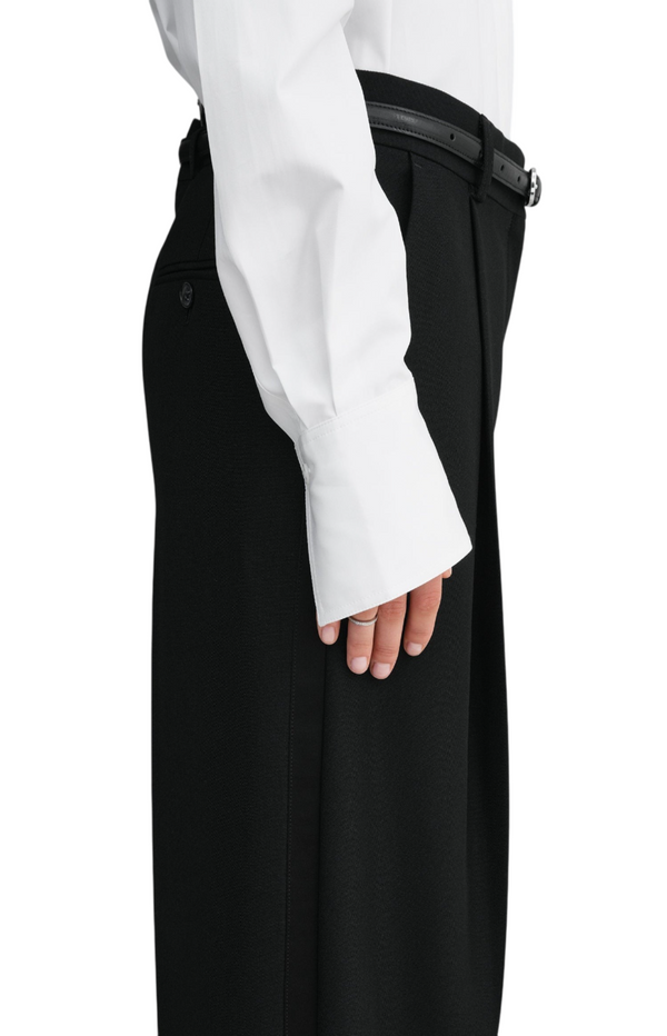 Load image into Gallery viewer, Pleated Straight Trousers Black