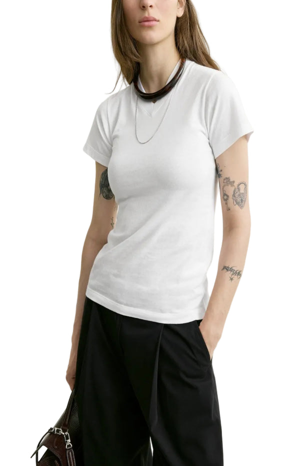 Load image into Gallery viewer, Wide-ribbed v-neck tee optic white
