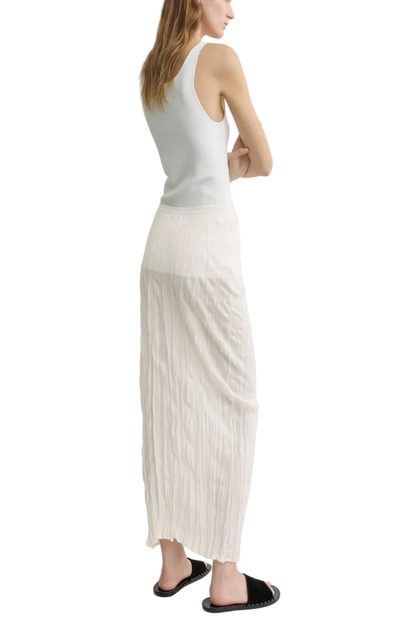 Cargar imagen en el visor de la galería, Crinkled knit skirt white