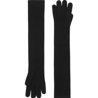 Long knit gloves black