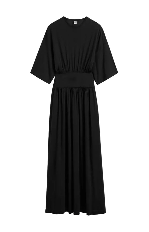 Load image into Gallery viewer, Cotton silk tee dress black