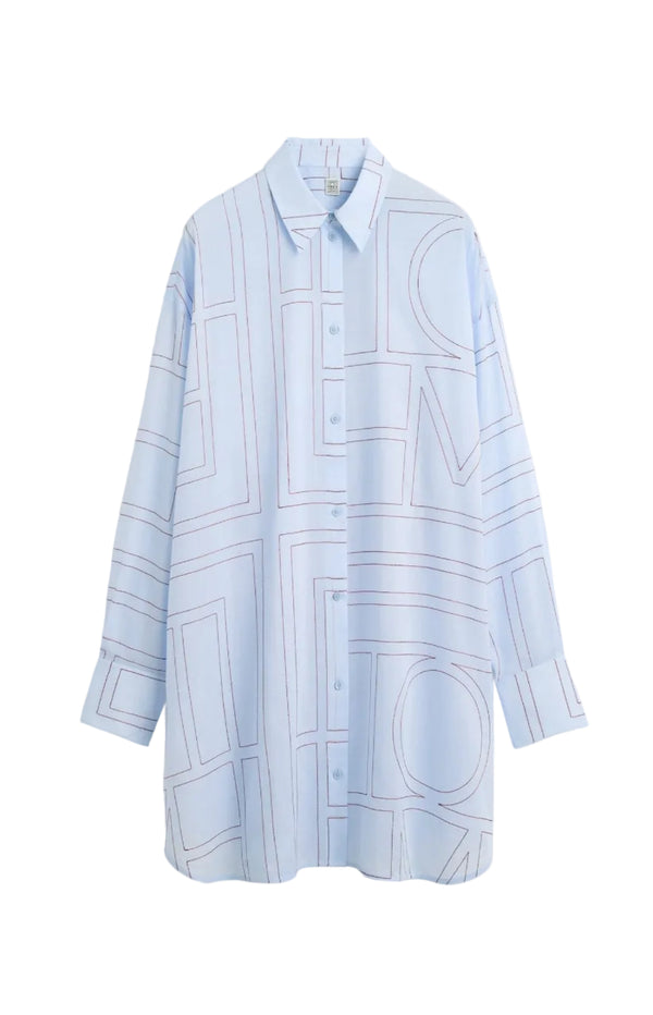 Load image into Gallery viewer, Long summer shirt sky/red