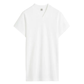 Wide-ribbed v-neck tee optic white