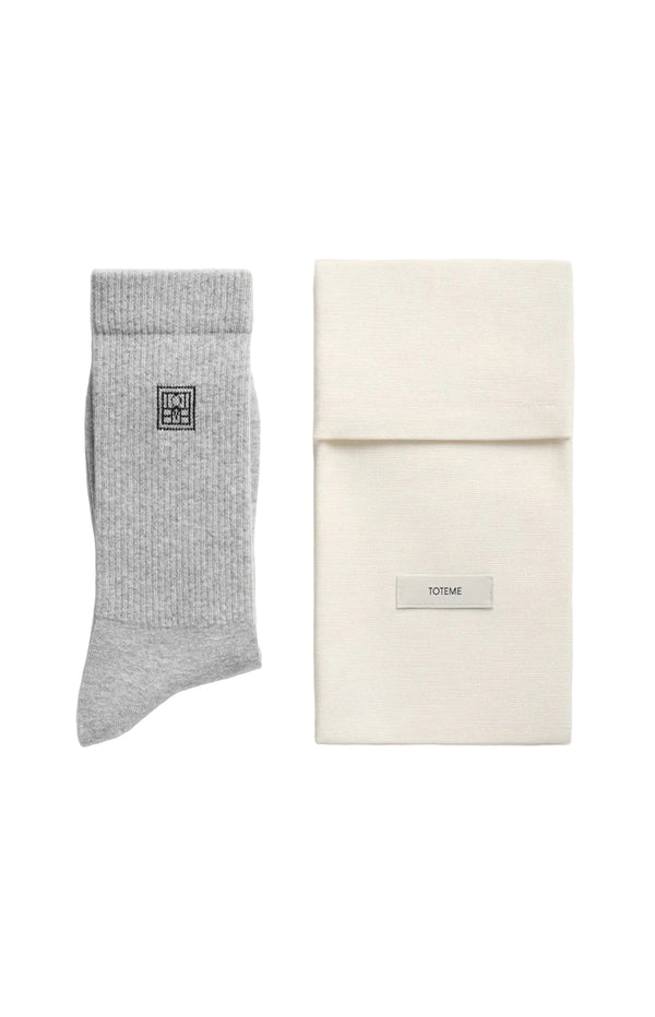 Load image into Gallery viewer, Monogram socks light grey