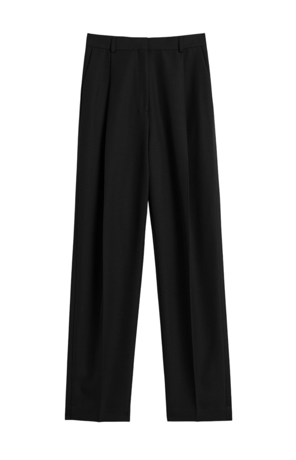 Load image into Gallery viewer, Pleated Straight Trousers Black
