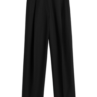 Pleated Straight Trousers Black