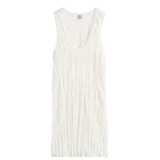 Crinkled knit tank white