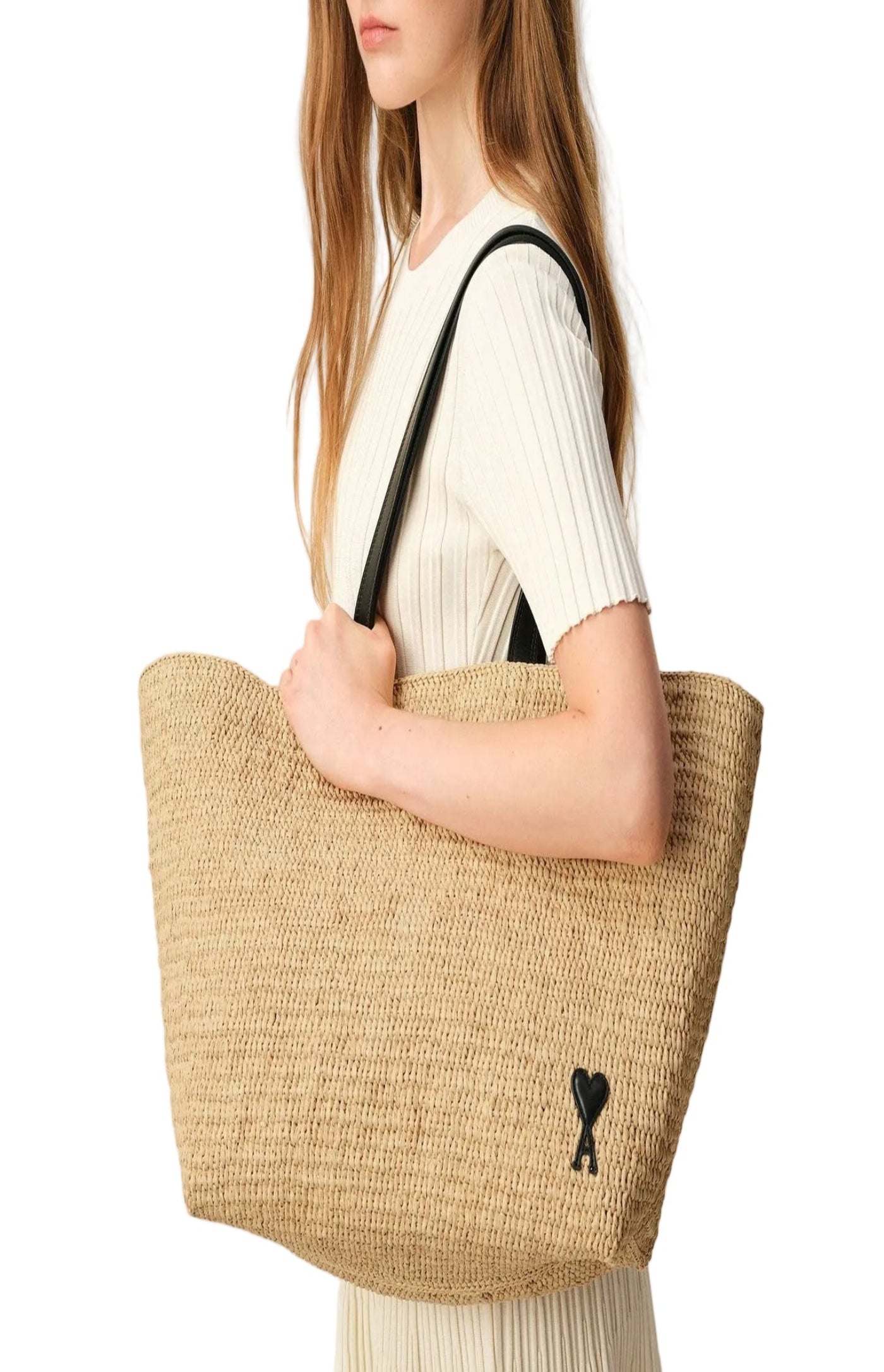 Load image into Gallery viewer, Natural Rafia Ami De Coeur Tote Bag