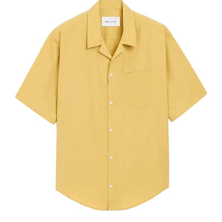 Yellow Cotton Short Sleeve Camp Collar Boxy Shirt