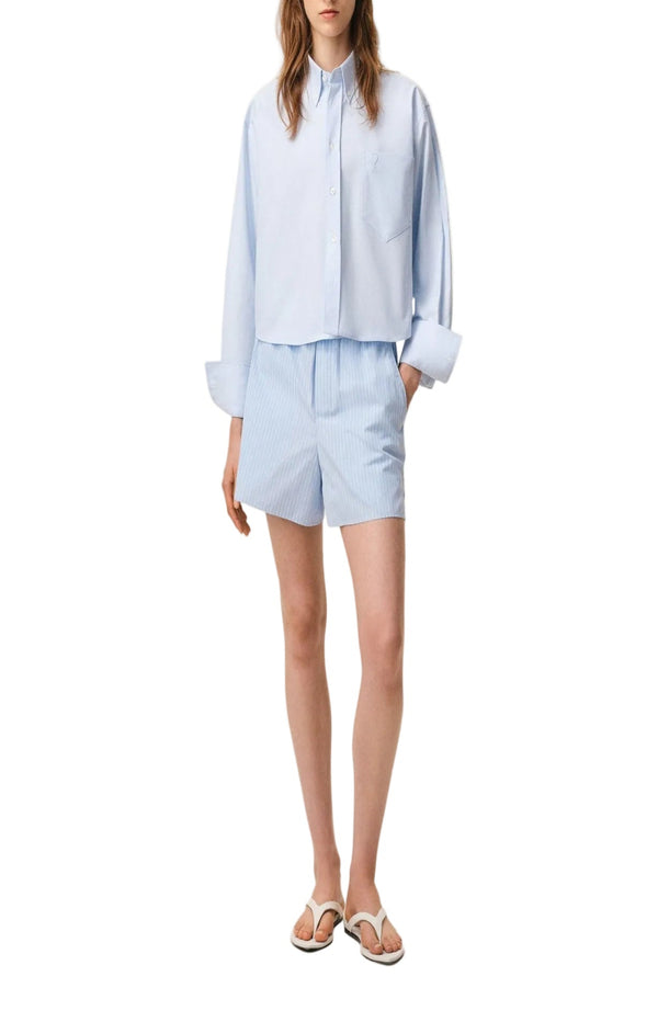 Load image into Gallery viewer, Blue Cotton Elasticated Shorts