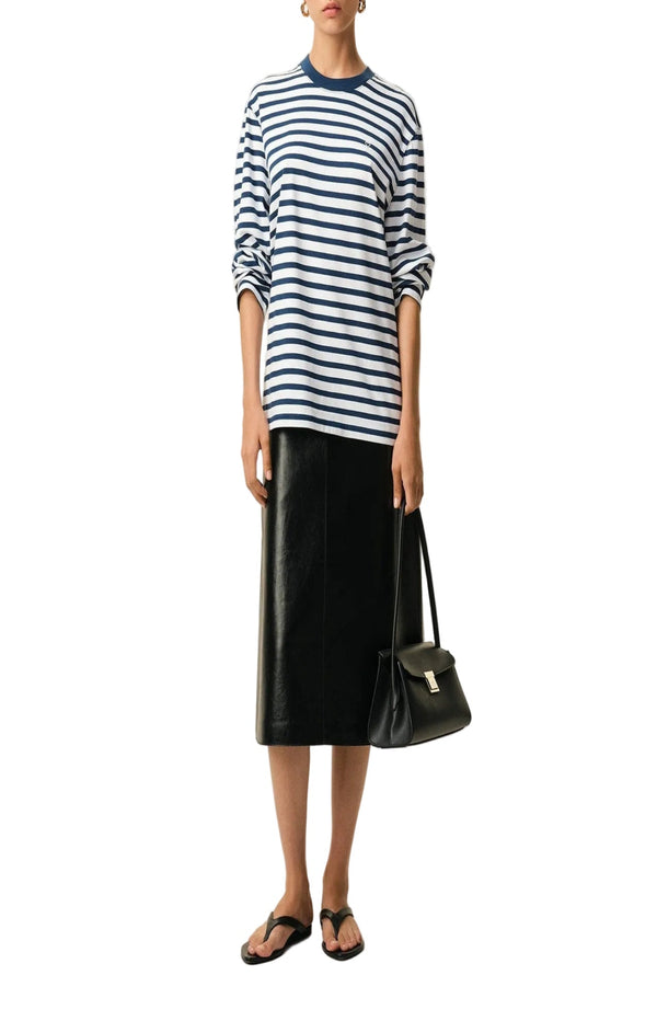 Load image into Gallery viewer, Blue Cotton Long Sleeves Mariniere Ami De Coeur T-shirt