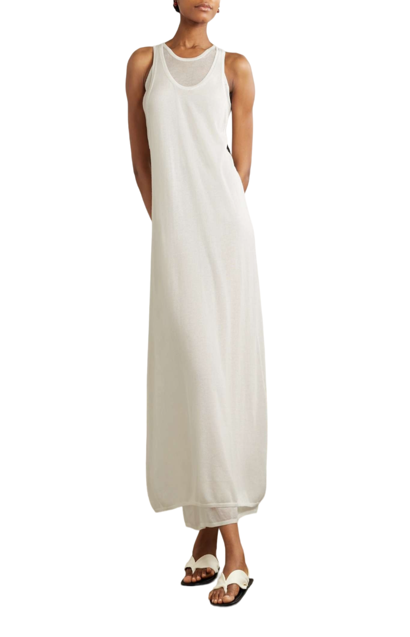 Cargar imagen en el visor de la galería, Layered knit tank dress talc