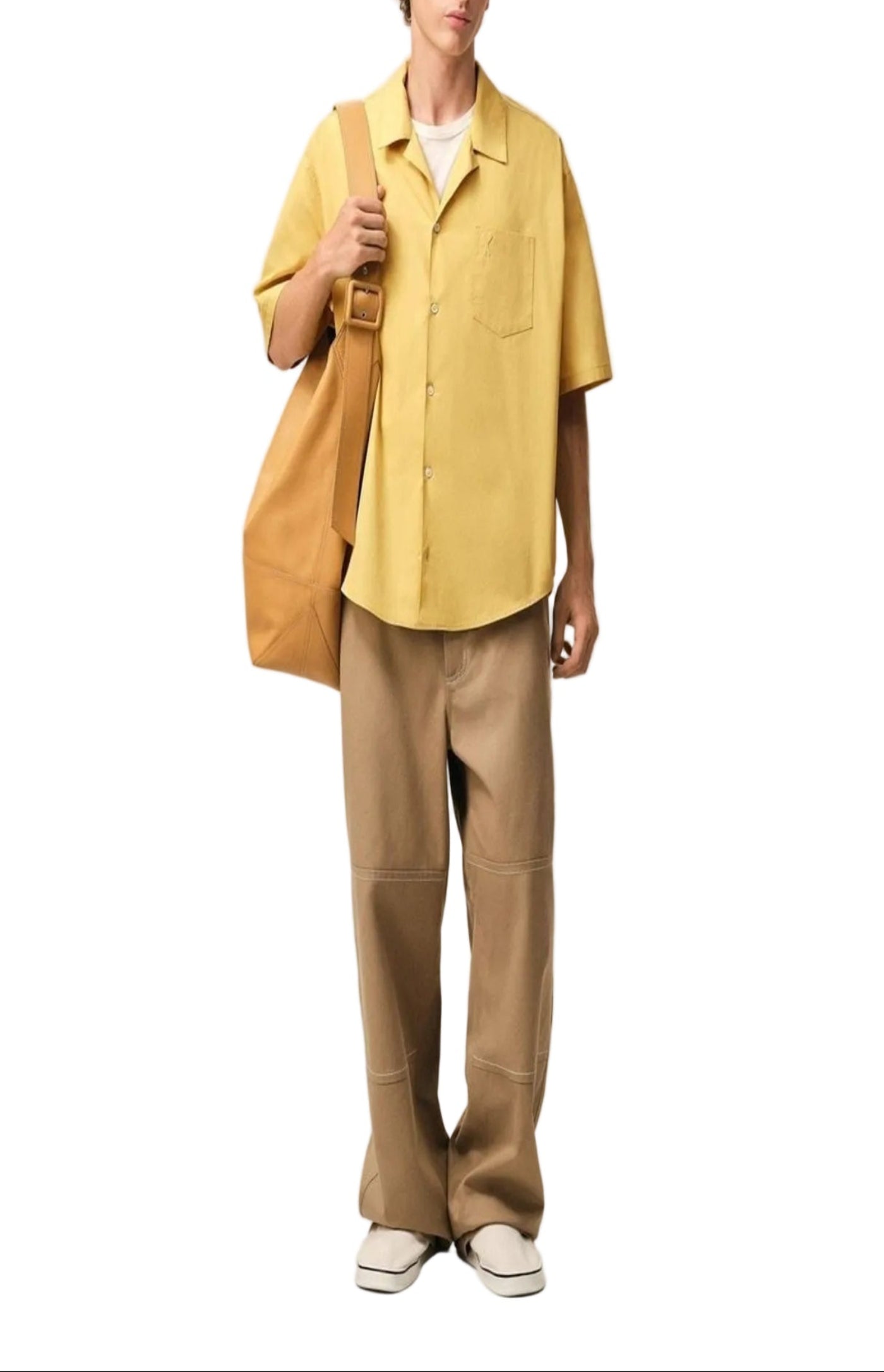 Load image into Gallery viewer, Yellow Cotton Short Sleeve Camp Collar Boxy Shirt