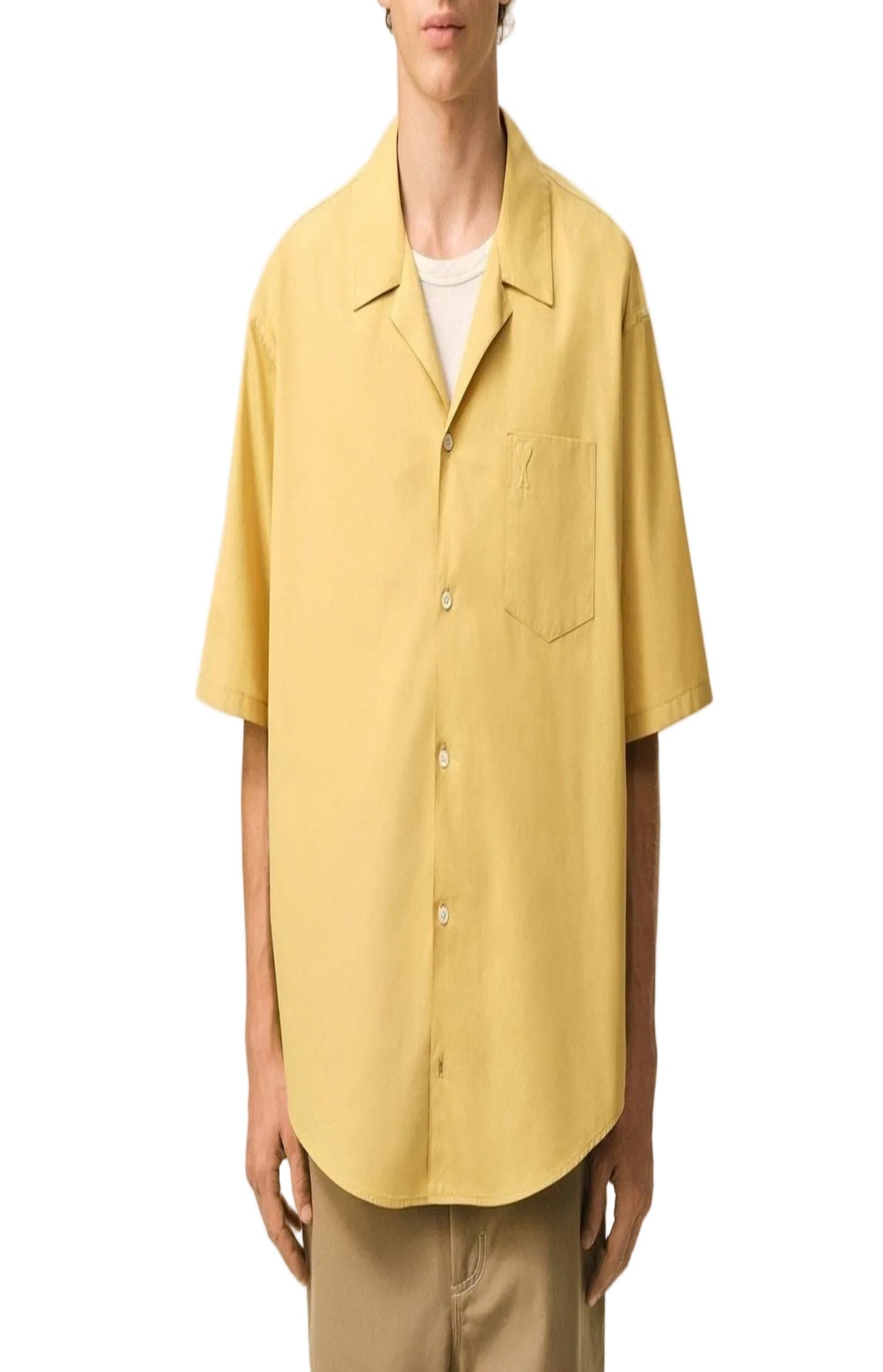 Load image into Gallery viewer, Yellow Cotton Short Sleeve Camp Collar Boxy Shirt
