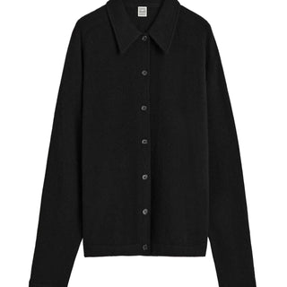 Raglan-sleeve cashmere cardigan black