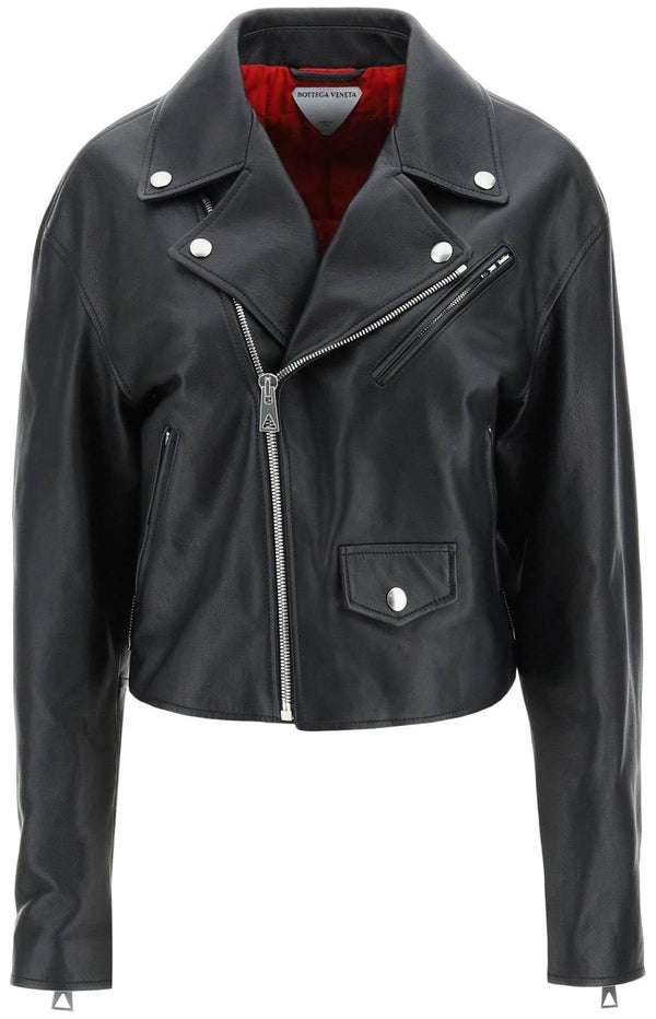 Load image into Gallery viewer, Cropped biker leather jacket Bottega Veneta