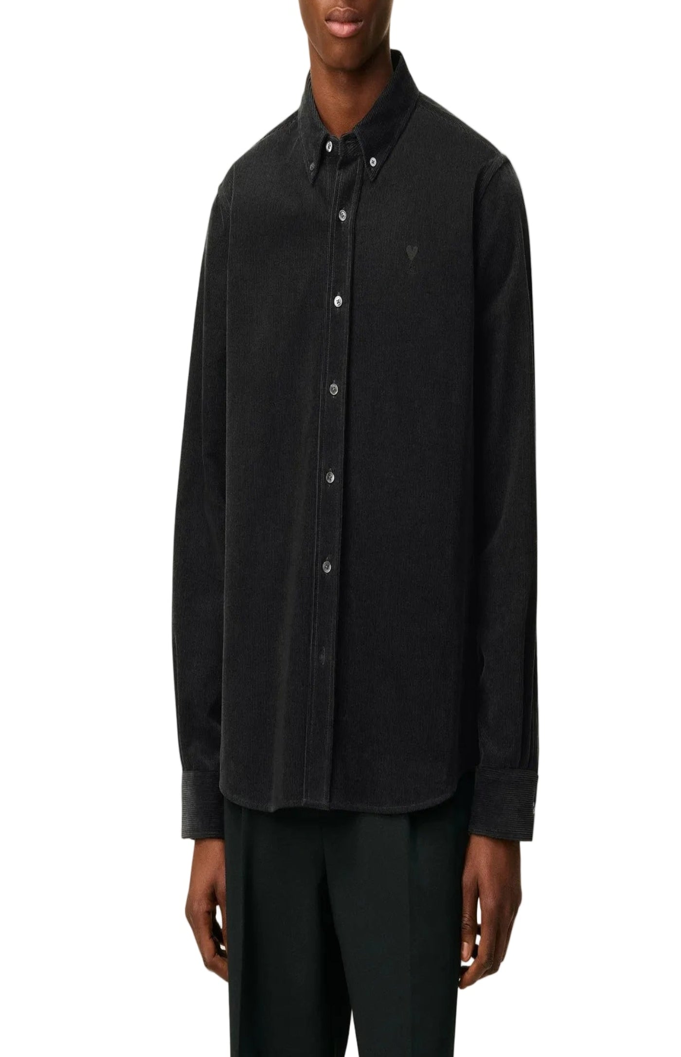 Load image into Gallery viewer, Black Cotton Button Down Ami De Coeur Shirt