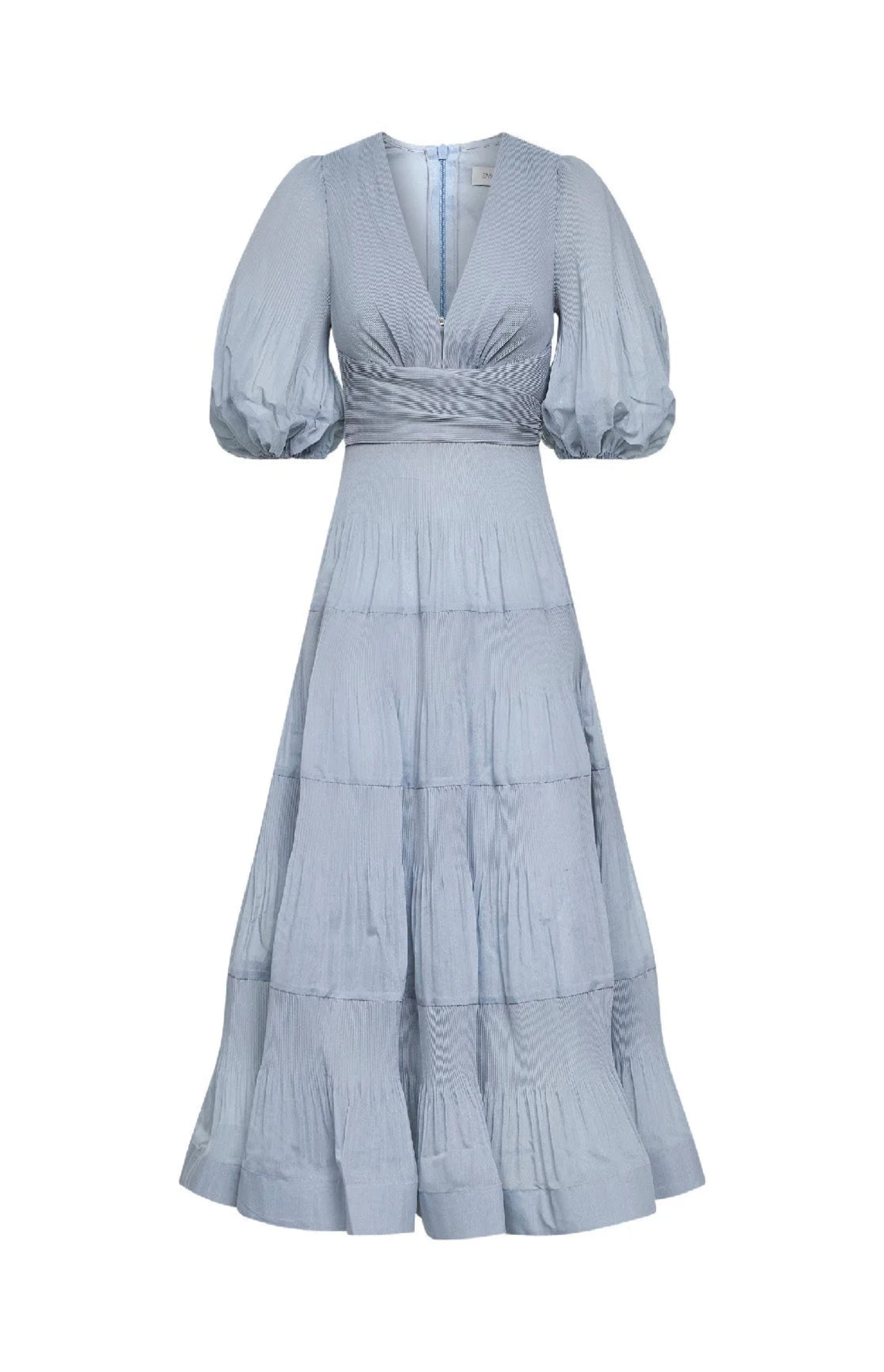 Cargar imagen en el visor de la galería, Steel blue pleated midi dress
