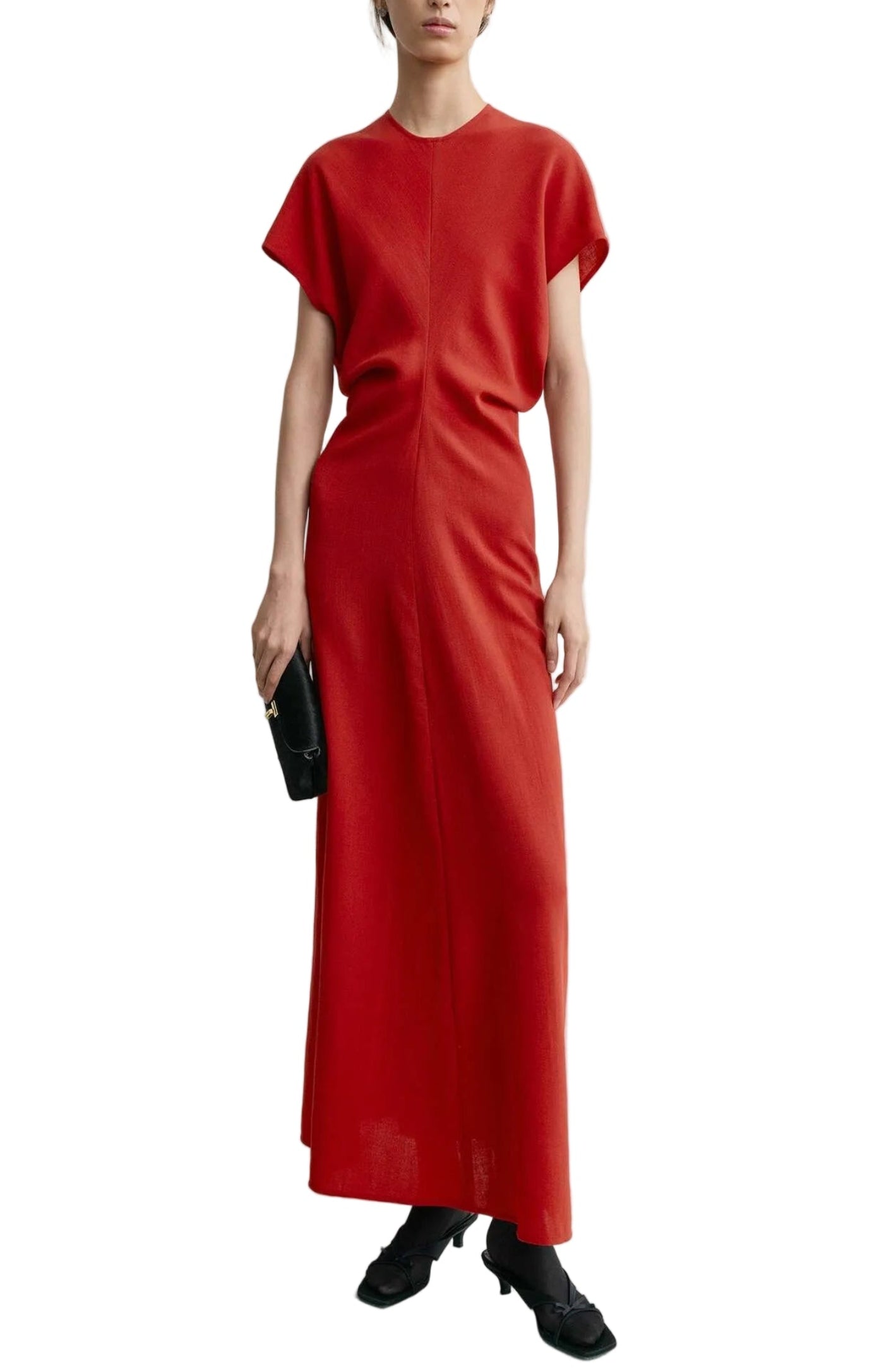 Cargar imagen en el visor de la galería, Slouch waist wool dress poppy