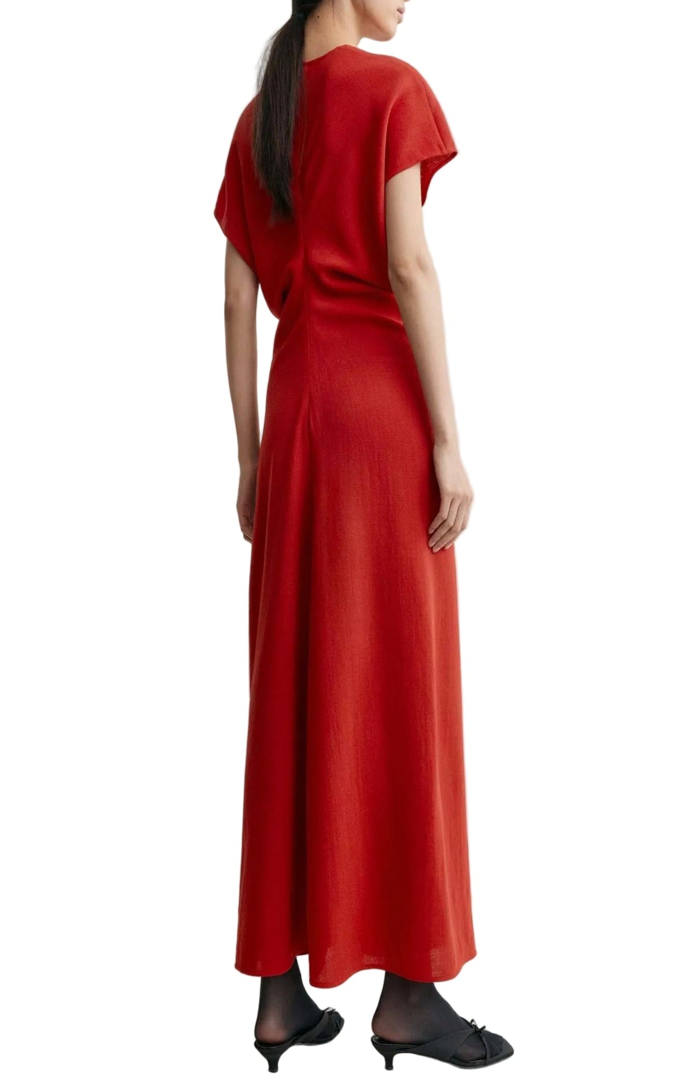 Cargar imagen en el visor de la galería, Slouch waist wool dress poppy