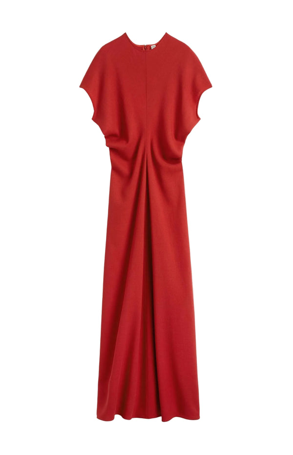 Load image into Gallery viewer, Slouch waist wool dress poppy