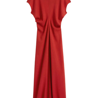 Slouch waist wool dress poppy