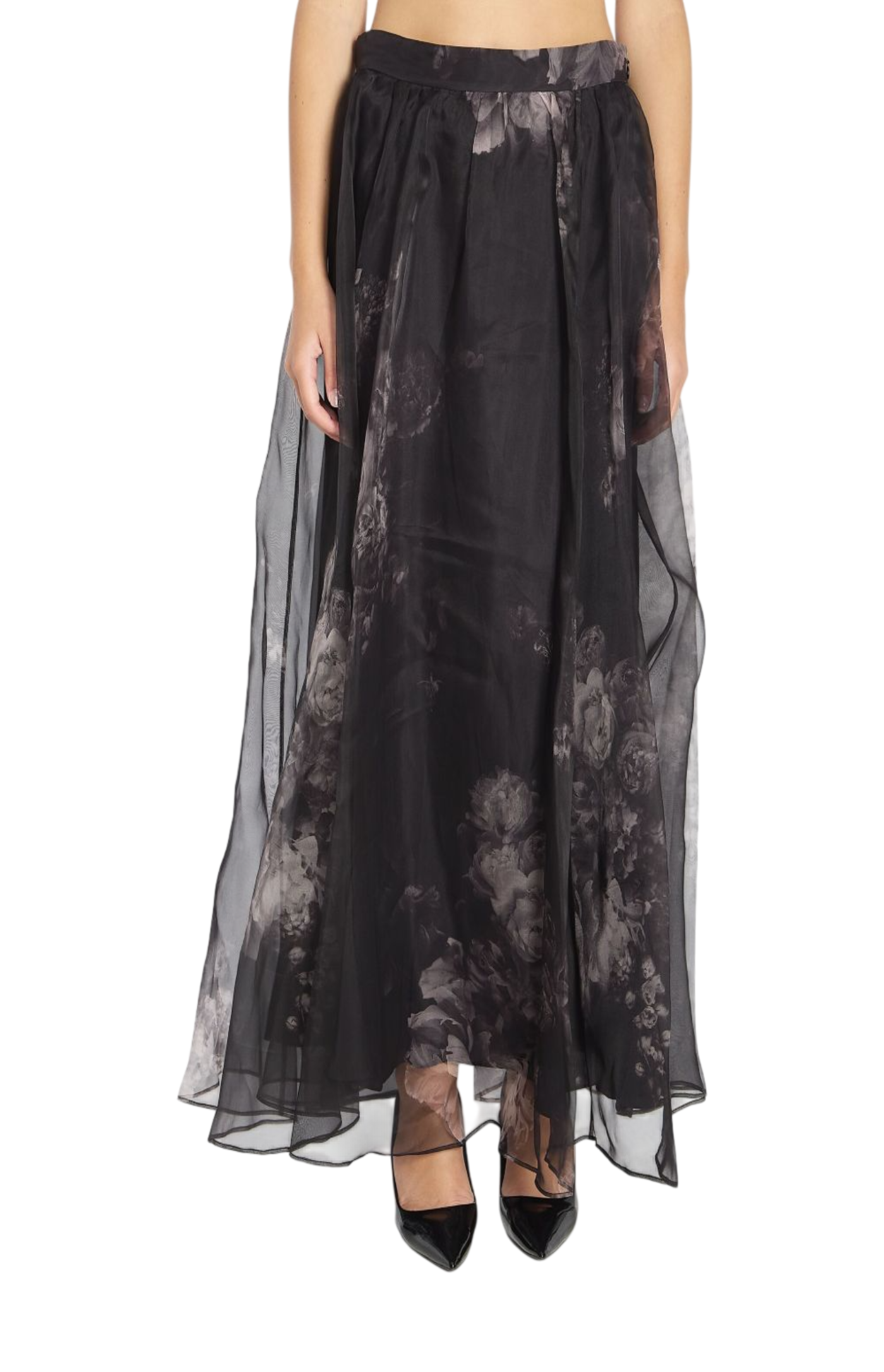 Cargar imagen en el visor de la galería, Floral-print gathered midi skirt
