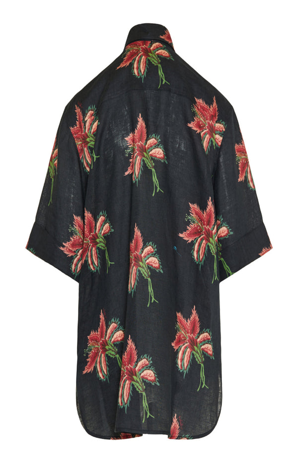 Load image into Gallery viewer, Linen floral bowling shirt
