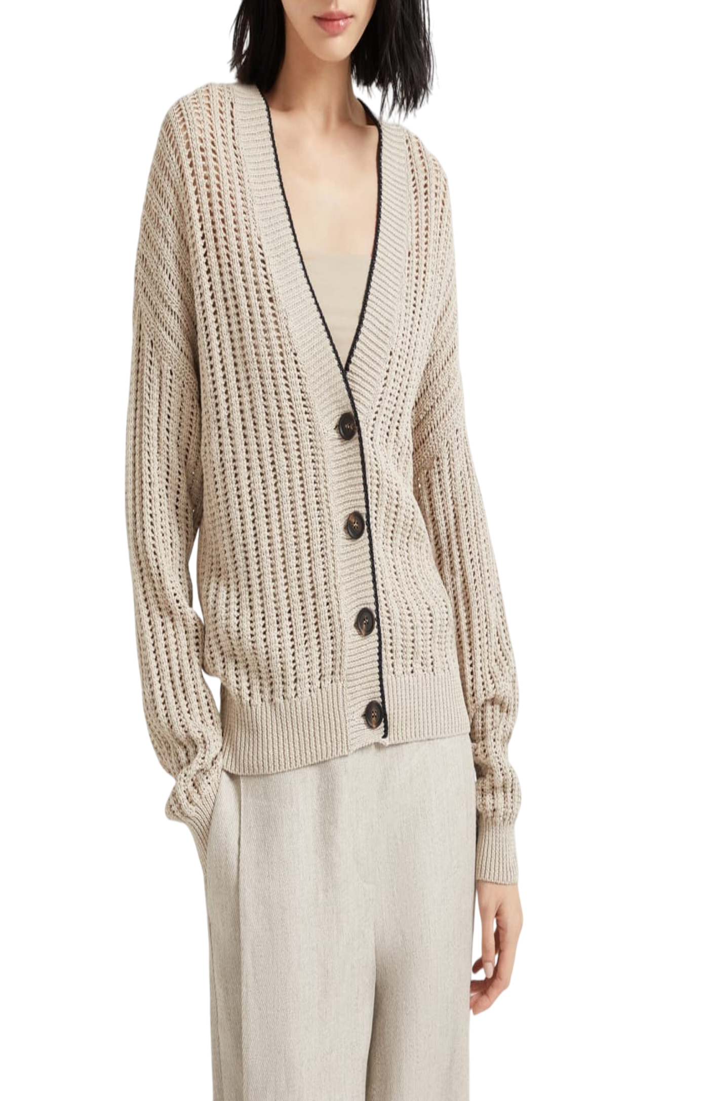 Cargar imagen en el visor de la galería, Brunello Cucinelli Cardigan With Contrasting Trim