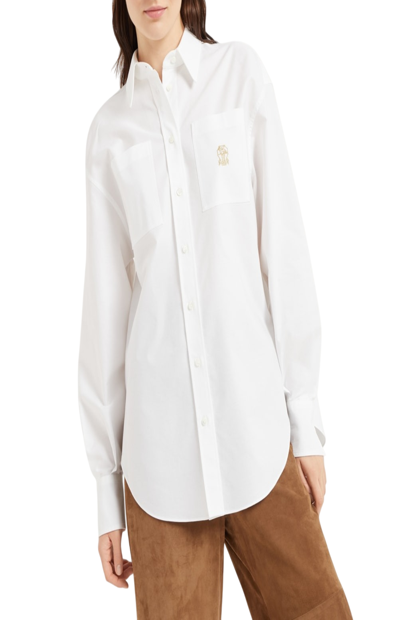 Cargar imagen en el visor de la galería, Brunello Cucinelli  Cotton Oxford Shirt With Logo