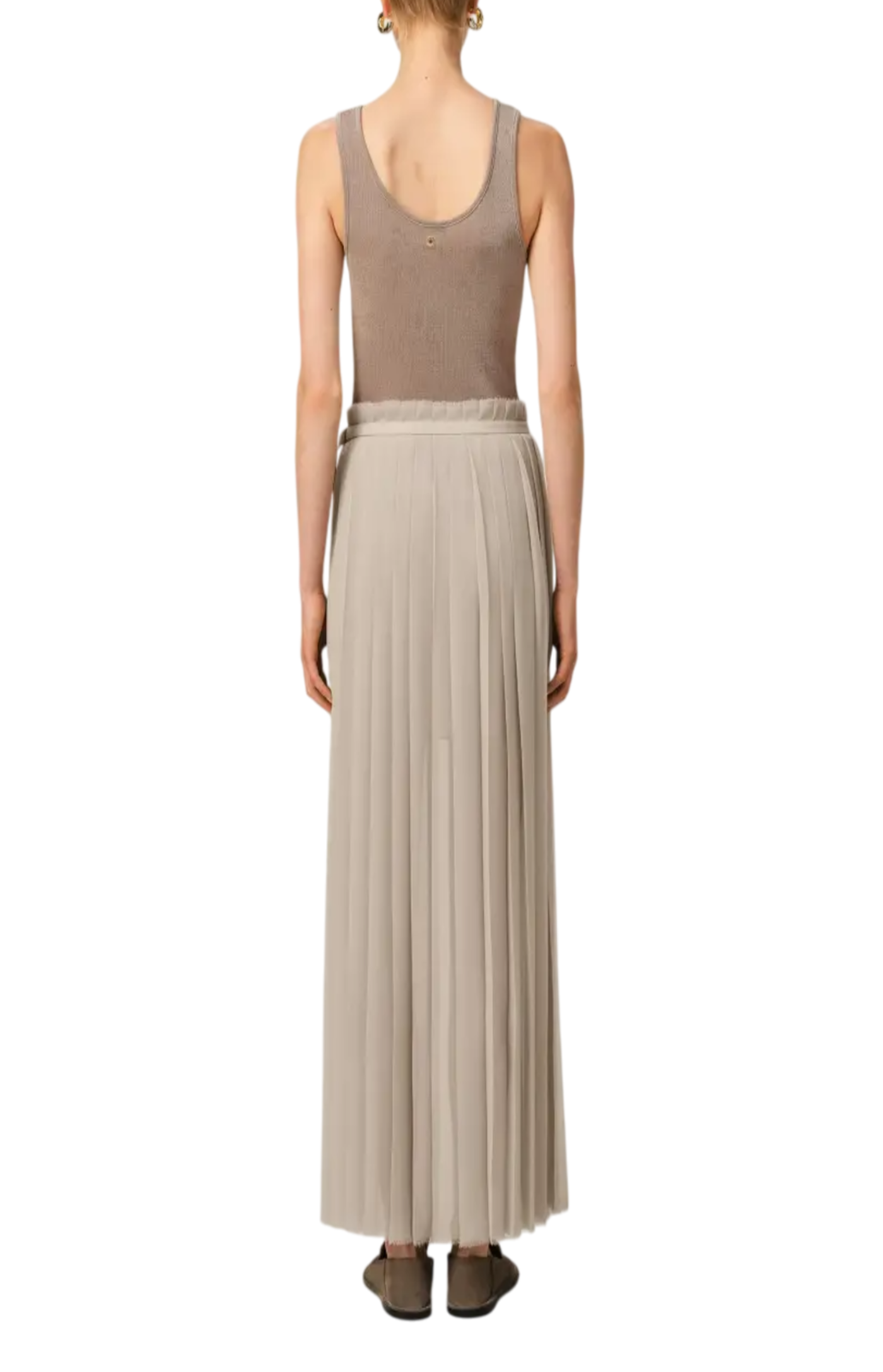 Cargar imagen en el visor de la galería, Ami Paris Grey Polyester Maxi Skirt
