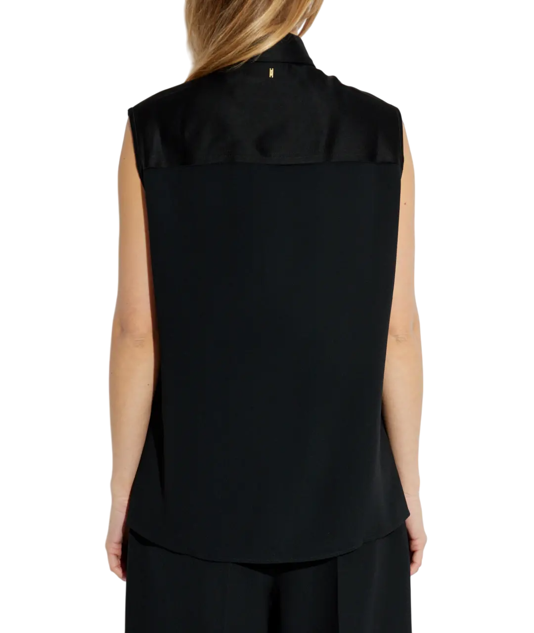 Cargar imagen en el visor de la galería, AMI PARIS Woman Black Acetate Sleeveless Blouse