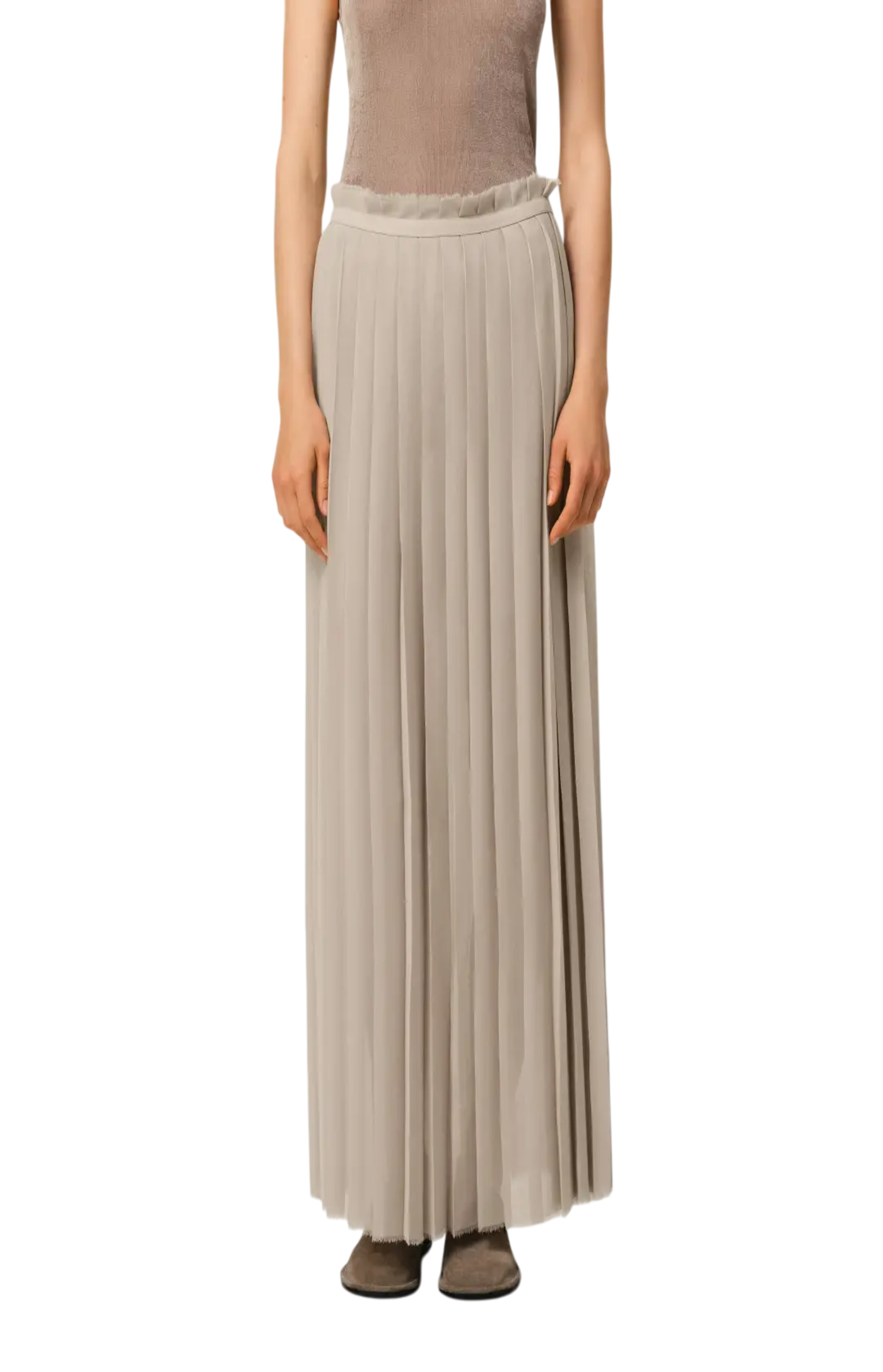 Cargar imagen en el visor de la galería, Ami Paris Grey Polyester Maxi Skirt